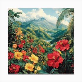 Hibiscus Paradise Art Canvas Print