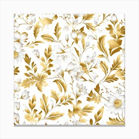 Flowers Gold Floral Canvas Print