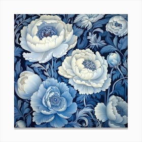Blue And White Peonies Canvas Print