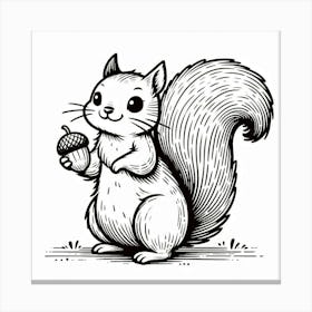 Line Art squirrel 2 Canvas Print