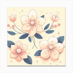 Flowers, Vector Art style 4 Canvas Print