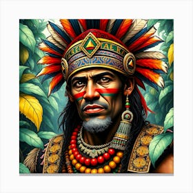 Native American Aztec Color Painting Canvas Print