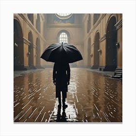 Man With An Umbrella Canvas Print