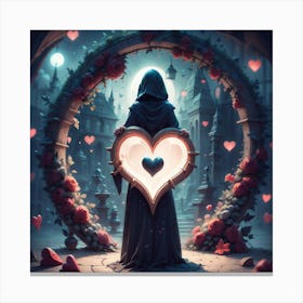Woman With A Heart Canvas Print