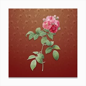 Vintage Seven Sisters Roses Botanical on Falu Red Pattern n.1085 Canvas Print