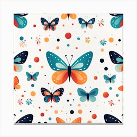 Butterflies On A White Background Canvas Print