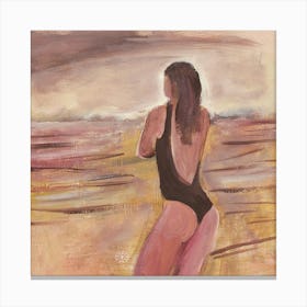 Woman Sea Sunset - square hand painted Anton Maliar Canvas Print