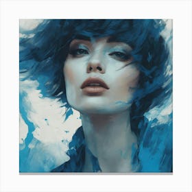 Blue Haired Woman Canvas Print