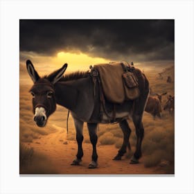 Donkey In The Desert Canvas Print