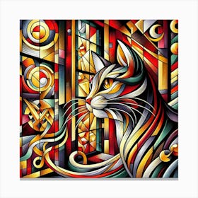 Stained Glass Cat Canvas Print