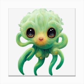 Baby Cthulu Cute Anime Green Squid Creature Animal Canvas Print