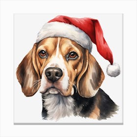 Beagle In Santa Hat 2 Canvas Print