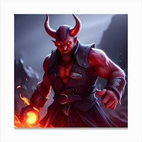 Devil In Flames Canvas Print