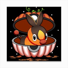 Tepig In Pumpkin Ball - Pokemon Halloween Canvas Print