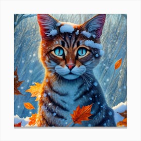 Cat In The Snow Canvas Print