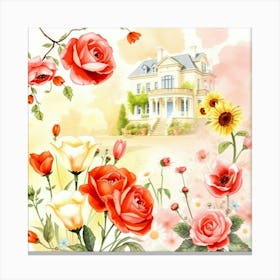 Watercolor Roses 6 Canvas Print