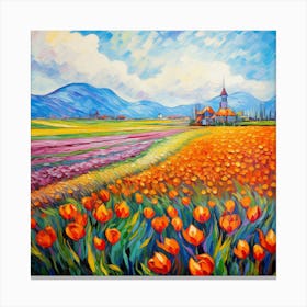 Tulips In The Field 1 Canvas Print