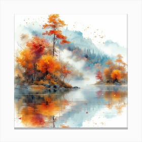 Autumn Trees By The Lake Canvas Print