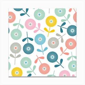 SPRING DITSY Cottage Floral in Pretty Pastel Colours on Cream Canvas Print