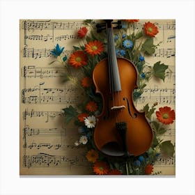 Violin And Flowers Leinwandbild