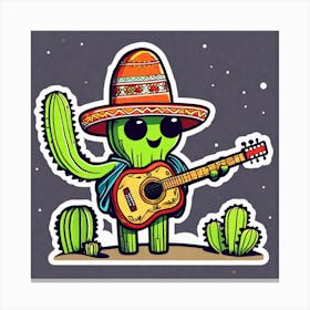 Cactus Playing Guitar 23 Canvas Print
