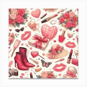 Valentine's Day, kiss pattern 2 Canvas Print