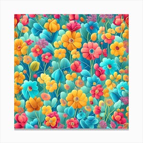 Colorful Flowers Seamless Pattern Canvas Print