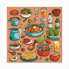 Illustration Of Food For Website Recipes Icon Draw (3) Canvas Print