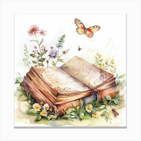 Open Book With Butterflies 4 Canvas Print