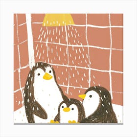 Penguins In The Shower Canvas Print