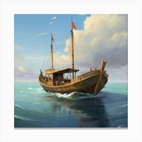 Boat In The Ocean Canvas Print