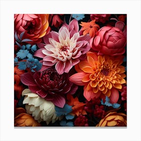 Semi realistic pink and orange flowers Canvas Print