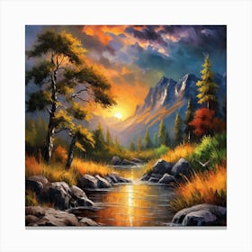 Sunset In The Mountains 5 Canvas Print