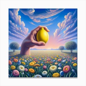 Lemon In The Field Canvas Print