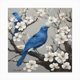 Bluebirds In Blossom 1 Canvas Print