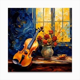 Violin And Roses Canvas Print