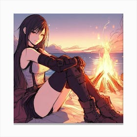 Cozy Tifa by the fire Canvas Print