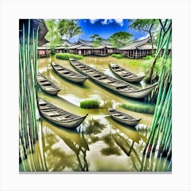 Boats In The Water Photo Canvas Print