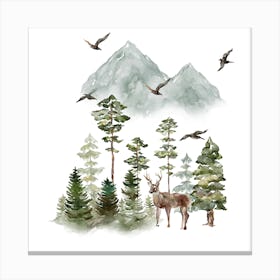 Deer In The Forest Canvas Print