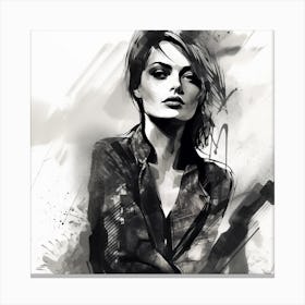 Black And White Portrait Of A Woman Canvas Print