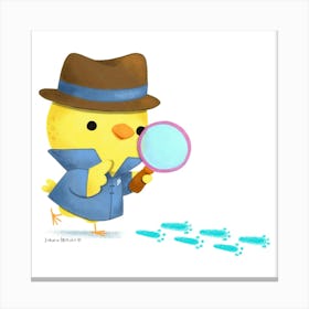 Little Chick Detective Investigator Canvas Print