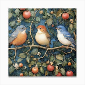 Bluebirds On Apple Tree Art Canvas Print