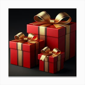 Three Red Gift Boxes Canvas Print