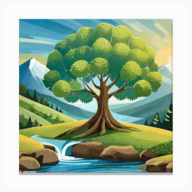 Tree By The Stream Canvas Print