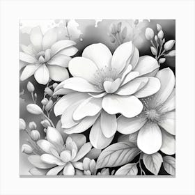 Black And White Flowers Monochromatic 1 Canvas Print