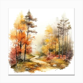 Watercolor Of Autumn Forest 4 Canvas Print