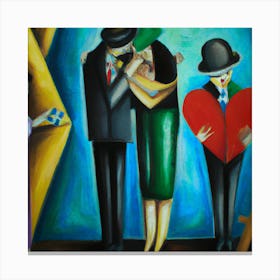 An Cubism Oil Painting Of Capitalism And No Love Canvas Print