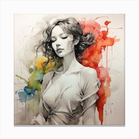 Watercolor Of A Woman 4 Canvas Print