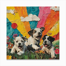 Rainbow Puppy Collage Canvas Print