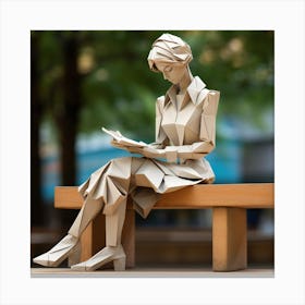 Origami Urban Woman Reading Canvas Print